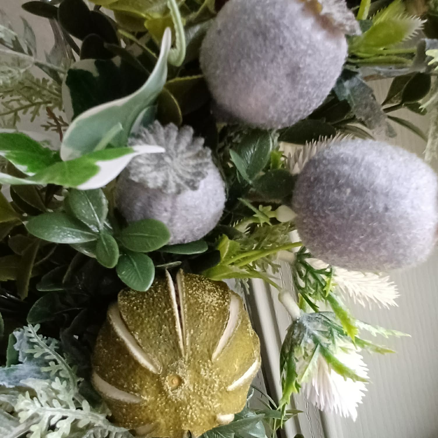 Wreath with blue green