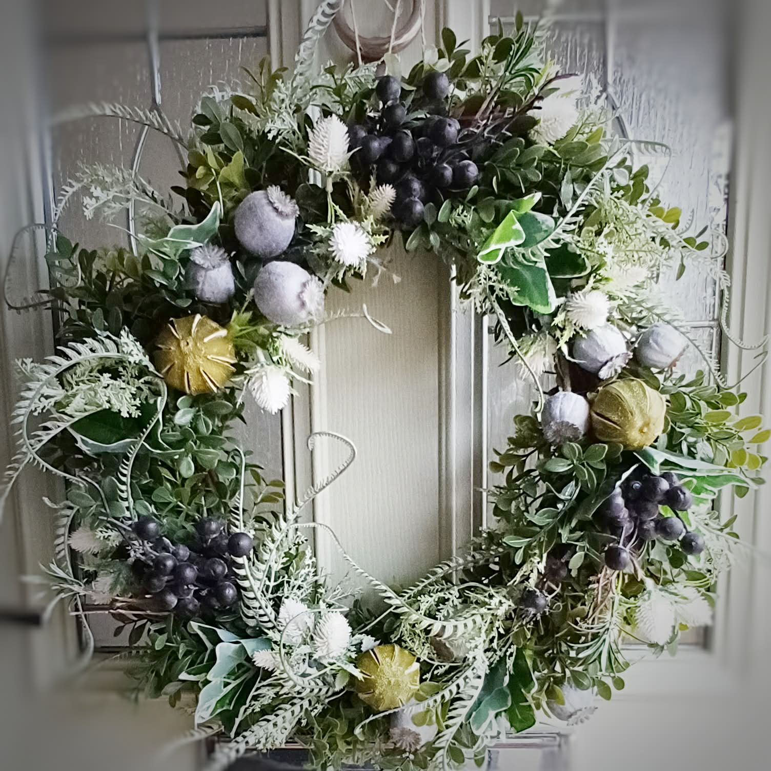 Wreath with blue green